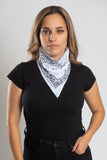 White Bandana w/Teal Gems Bandana Tube