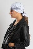 White Bandana w/Teal Gems Bandana Tube