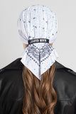 White Bandana w/Teal Gems Bandana Tube
