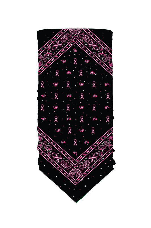 Pink Ribbon Paisley w/Gems Bandana Tube