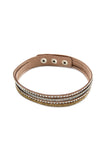 Silver Stud and Bling Brown Faux Suede Bracelet