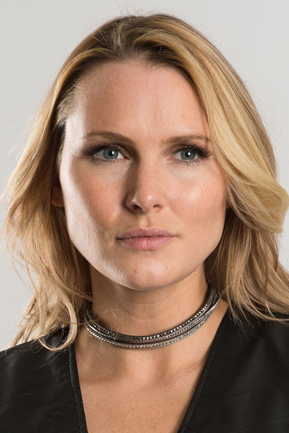 Clear Bling & Gray Faux Suede Bracelet