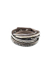 Clear Bling & Gray Faux Suede Bracelet