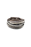 Clear Bling & Gray Faux Suede Bracelet