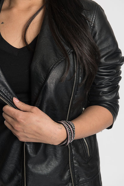 Purple Stud & Bling Faux Suede Bracelet