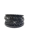 Black & Black Bling Faux Suede Bracelet