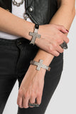 Silver Crystal Cross Bracelet