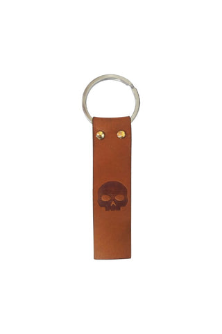 Single Key-Skull Brown Leather