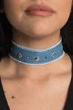 Bling Pyramids Denim Choker