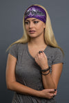Purple - Headband - Tribal Skulls Lady Guns Stone EZ Bandz - 4
