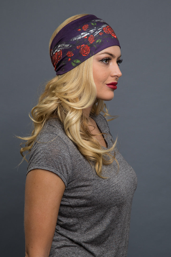  - Headband - Roses Feathers Foil EZ Bandz - 2