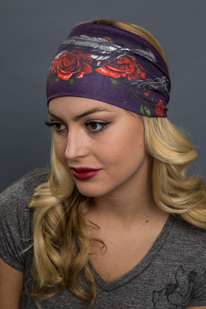  - Headband - Roses Feathers Foil EZ Bandz - 6