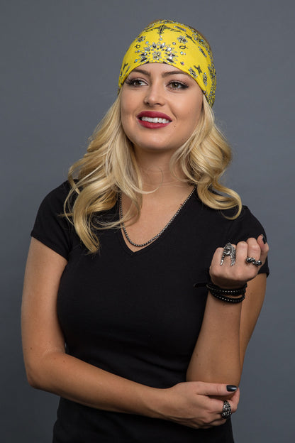  - Headband - Yellow Paisley Faith Stone EZ Bandz - 2