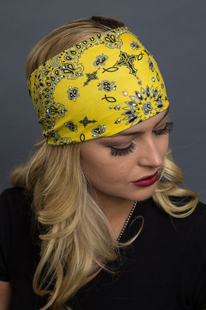  - Headband - Yellow Paisley Faith Stone EZ Bandz - 6