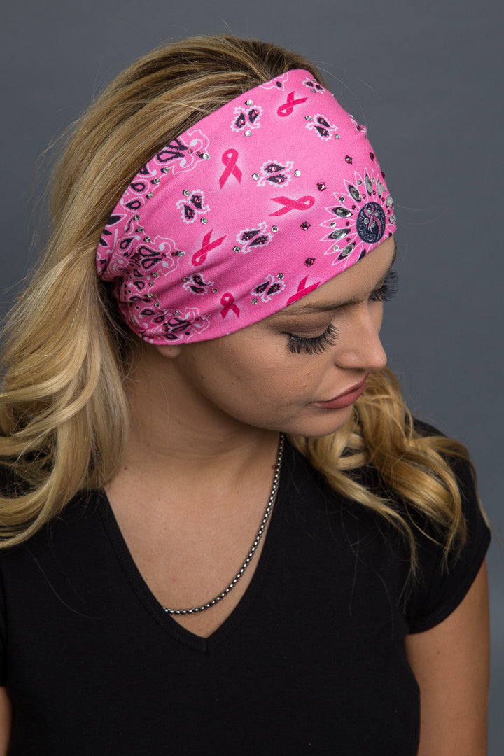  - Headband - Paisley Cancer Awareness Stone EZ Bandz - 5