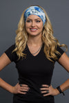 - Headband - Blue Roses & Skulls EZ Bandz - 3