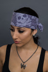  - Bandana Headband - Gray Paisley Skulls EZ Dana - 2