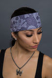  - Bandana Headband - Gray Paisley Skulls EZ Dana - 3