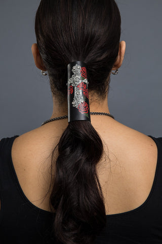  - Ponytail Holder - Vintage Winged Cross Stone Hair Glove - 2