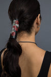 Black / 4 inch - Ponytail Holder - Vintage Winged Cross Stone Hair Glove - 1