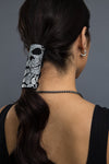 Black / 4 inch - Ponytail Holder - Skull Paisley Neoprene Hair Glove - 1