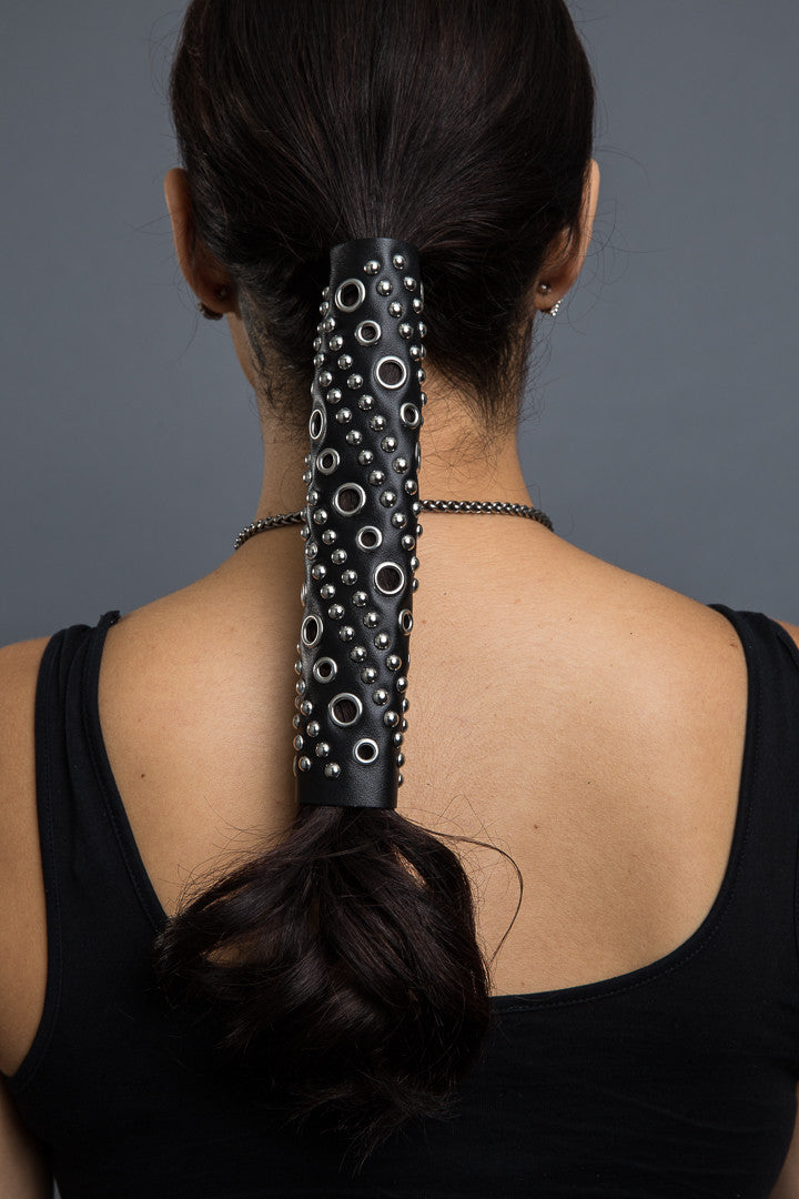  - Ponytail Holder - Eyelets & Rivets Hair Glove - 2