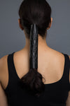 Black / 8 inch - Ponytail Holder - Flames Embossed Hair Glove - 5