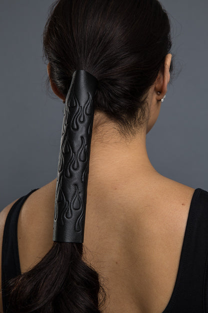  - Ponytail Holder - Flames Embossed Hair Glove - 6