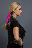 Pink / 8 inch - Ponytail Holder - Silver Foil Hearts Neoprene Hair Glove
