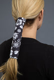 Black / 8 inch - Ponytail Holder - Hibiscus Flower Neoprene Hair Glove - 1