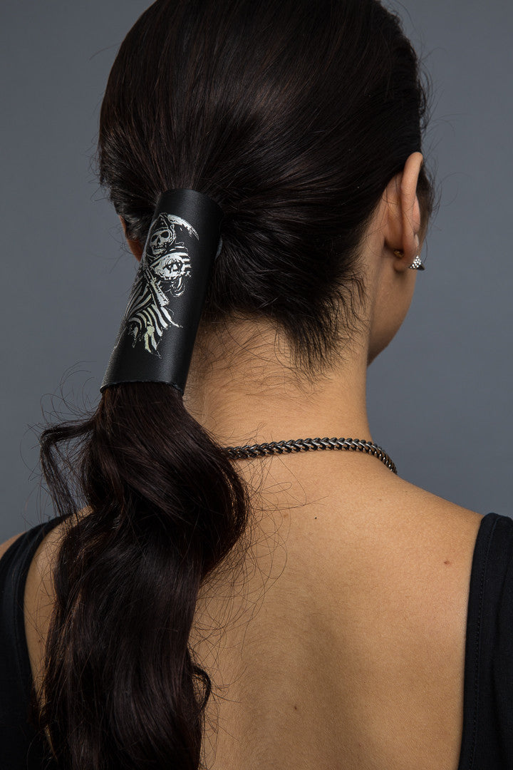 Black / 4 Inch - Ponytail Holder - SOA Reaper Drapped Hair Glove - 1