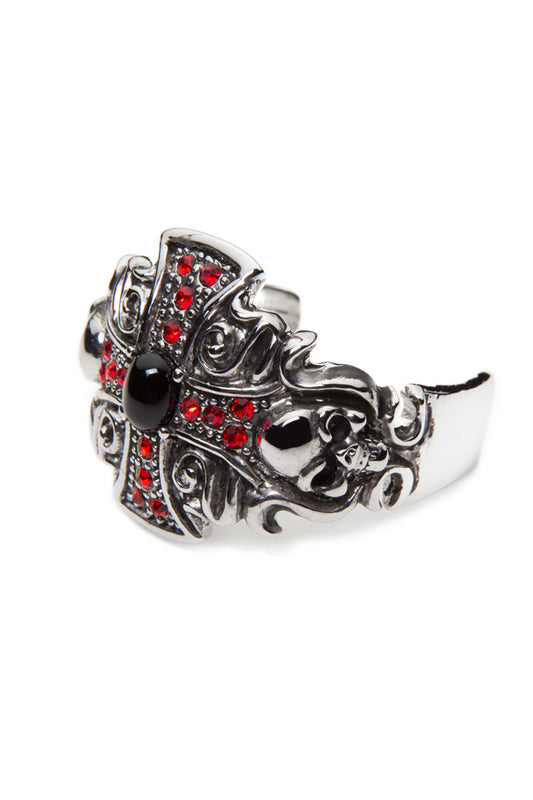  - Hair Pin - Antique Silver Iron Cross Stone Hair Ringz - 1