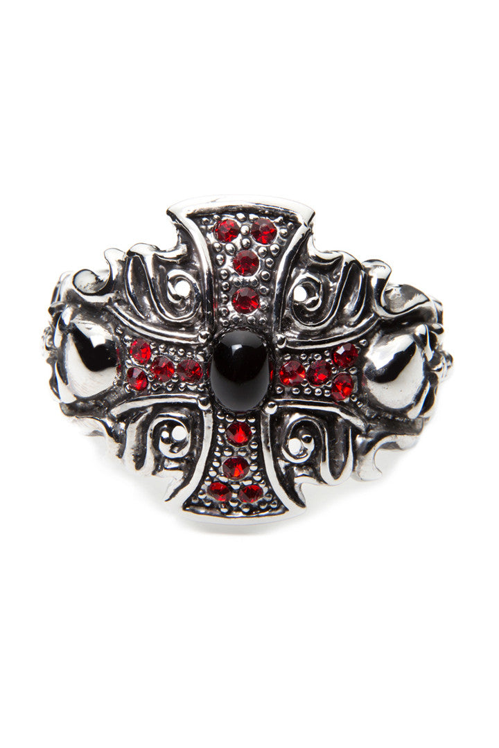  - Hair Pin - Antique Silver Iron Cross Stone Hair Ringz - 2