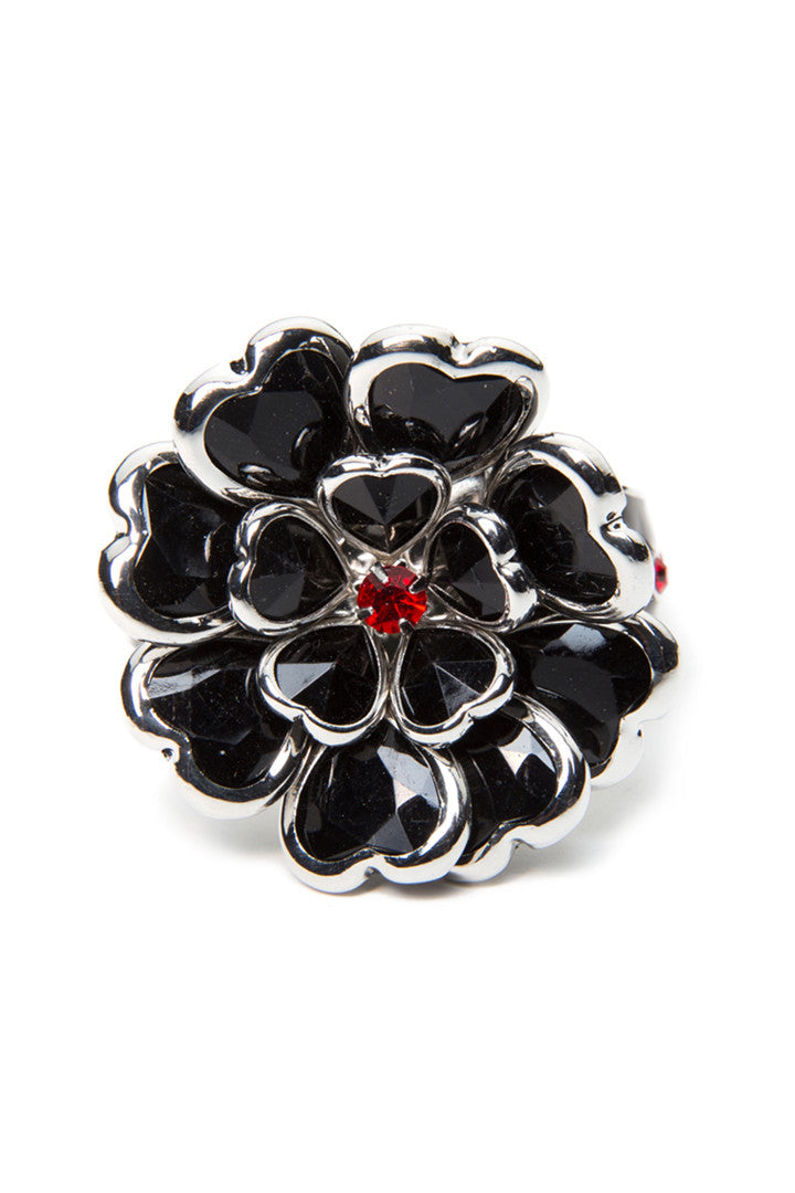  - Hair Pin - Black Heart Petals Stone Hair Ringz - 2