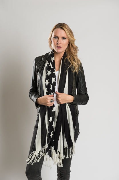 Black & White Stars & Stripes Scarf