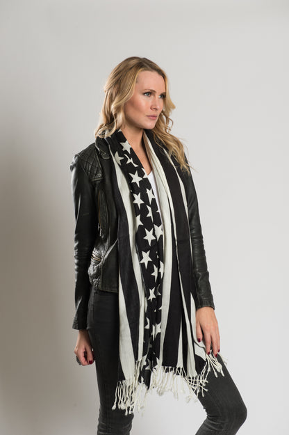 Black & White Stars & Stripes Scarf