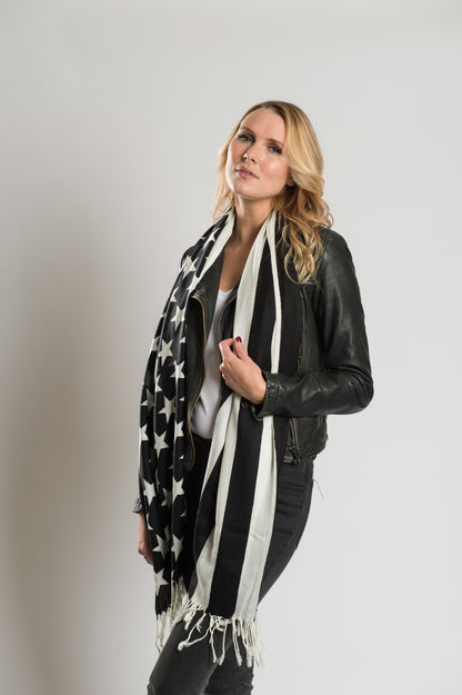 Black & White Stars & Stripes Scarf