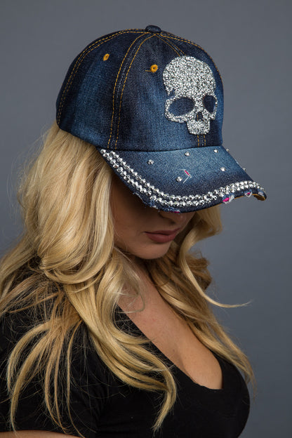  - Denim Cap - Bling Skull Denim Cap - 2