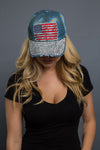  - Denim Cap - Bling USA Flag Denim Cap - 2