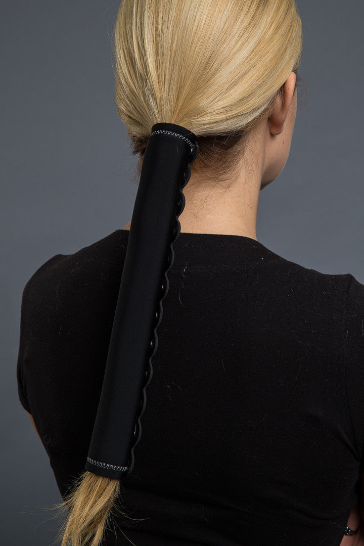 Black (with gray stitching) / 12 inch / Standard - Ponytail Holder - Classic Neoprene Hair Glove - 3