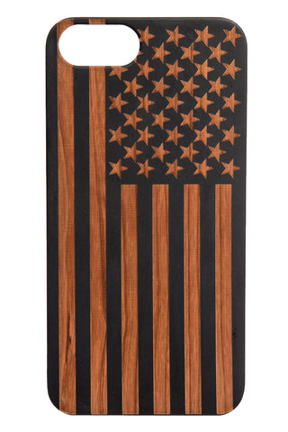 American Flag Cherry Wood -iPhone/Samsung