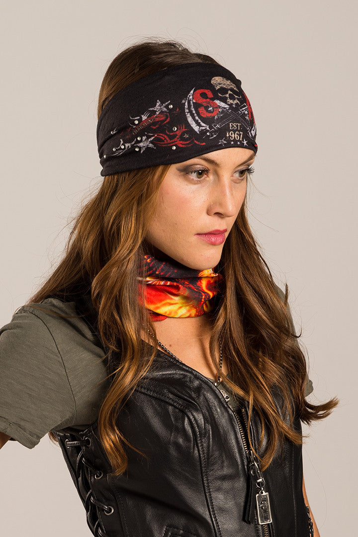  - Headband - SOA Skull Est 1967 with Stones EZ Bandz - 1