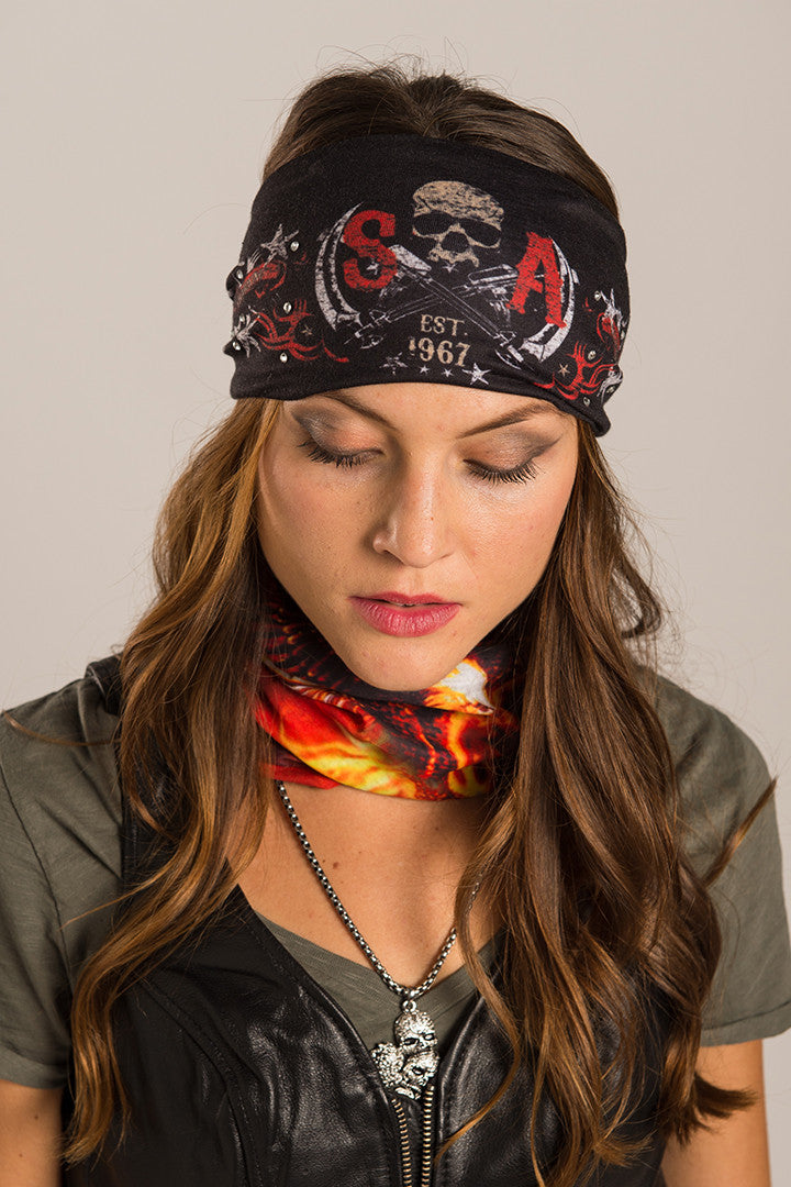  - Headband - SOA Skull Est 1967 with Stones EZ Bandz - 2
