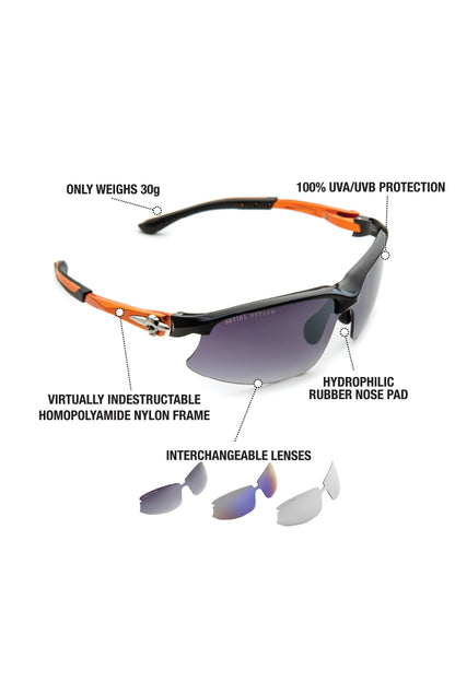 High Performance Metallic Orange Biker Sunglasses